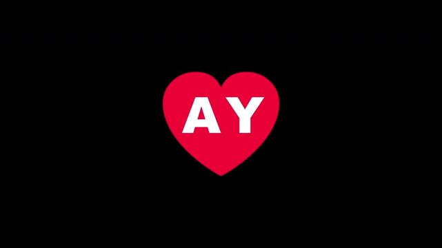 Pulsing Red Heart Icon With Ay A+y A Y Breathing Love Symbol Loop Animation On Black Background