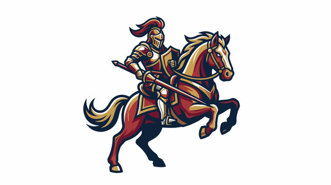 This dramatic artwork portrays a knight on horseback, ready for battle, showcasing bravery and strength through bold colors and dynamic lines in an artistic interpretation.