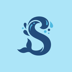 Obraz premium This image features a stylized letter S composed of waves and droplets, exuding an aquatic theme and vibrant energy that captivates and attracts the viewer's attention.