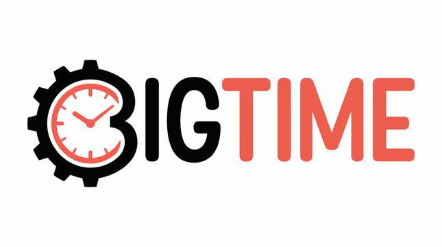The 'Big Time' logo creatively integrates a clock symbol and typography to represent urgency, productivity, and time management for various sectors.