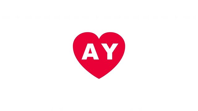 Pulsing Red Heart Icon With Ay A+y A Y Breathing Love Symbol Loop Animation On White Background