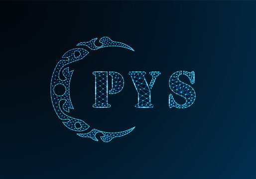 Low poly letter logo PYS design. PYS letter logo low poly vector design on blue color gradient background. PYS logo low poly design