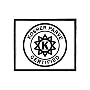 Kosher Parve Certified Round Stamp Badge Black and White Star of David K Symbol Food Certification Vector Icon