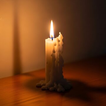 Cahaya lilin yang meleleh dengan tetesan lilin yang artistik di suasana gelap 