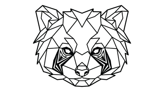 Minimalist Geometric Red Panda Head | Modern Red Panda Face Polygon Logo Isolated Transparent PNG