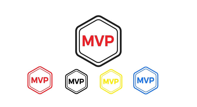 Colorful MVP logos in hexagons.