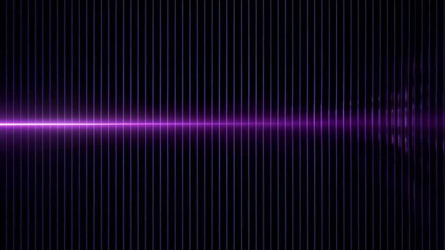 Neon purple horizontal line with vertical bar glow reflection and wave soundwave. futuristic minimalist dark grid beam glow, subtle flare, gradient stripe cyber aesthetic