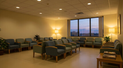 Fototapeta premium Waiting room with green chairs.