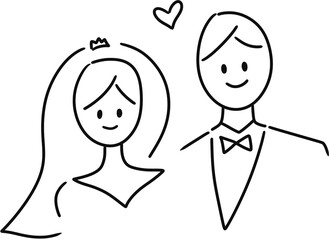 Fototapeta premium Wedding day invitation illust hand drawn 신랑신부
