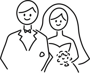 Obraz premium Wedding day invitation illust hand drawn 신랑신부