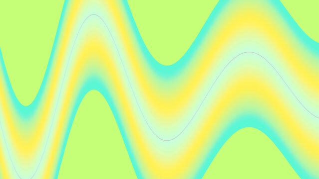 Abstract colorful wavy gradient background with smooth green yellow turquoise blue flowing sinusoidal pattern for modern design