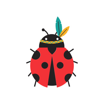 Ladybug with Feather Hat and Antennae.