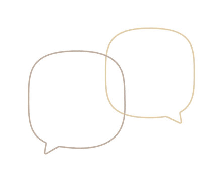 手書きの茶色い線画の2つの吹き出し - シンプルでおしゃれな文字フレームやコメントのイメージ素材