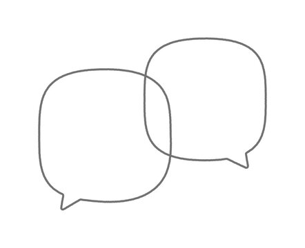 手書きの重なっている黒い線画の2つの吹き出し - シンプルでかわいいフレームやコメントのイメージ素材