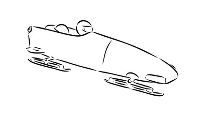 A minimalist vector illustration of a bobsled racing down an icy track © logo master