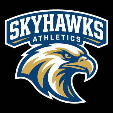 The strong eagle logo symbolizes determination and resilience for the Skyhawks athletics team, perfect for merchandise and promotional materials in sports branding.
