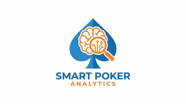 This logo features a poker chip with a brain inside, representing analytical thinking and strategy in poker. It emphasizes intelligence and smart decision-making in gaming.