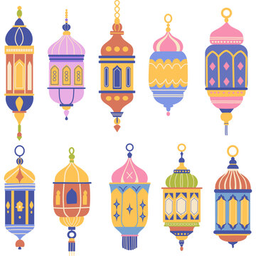 Islamic Lantern Vector Set for Ramadan and Eid, Islamic Lantern Illustration Set
