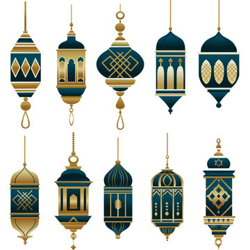 Islamic Lantern Vector Set for Ramadan and Eid, Islamic Lantern Illustration Set