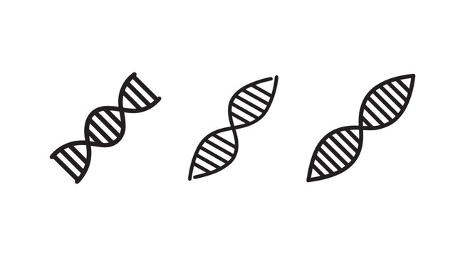 DNA double helix molecular structure illustrations  genetic code symbols  biology and science concept  helix spiral shapes
