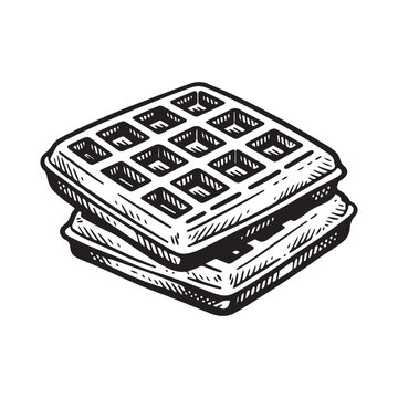 line art vector of waffles
