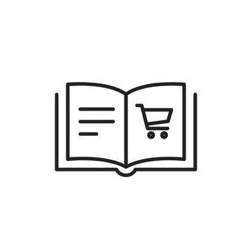 Open Book with Shopping Cart Icon for E-commerce and Reading Concepts