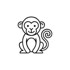 Naklejka premium Simple Line Drawing of a Monkey.