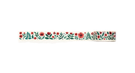 Fototapeta premium Decorative floral paper tape with ripped edge.