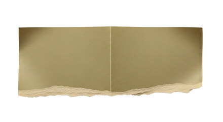 Fototapeta premium Folded tan paper scrap torn edge isolated transparent background.
