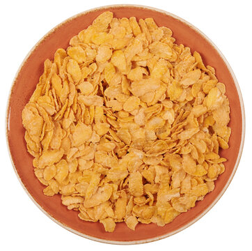 cornflakes in a plate top view