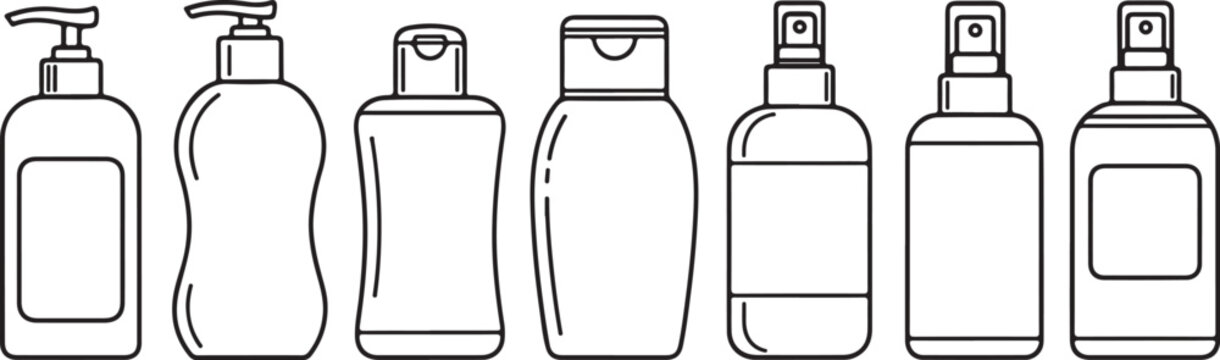 A collection of different water bottle styles and designs for hydration Vector