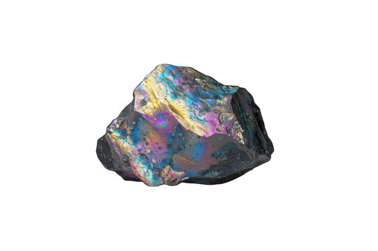 Iridescent peacock ore mineral with metallic luster
