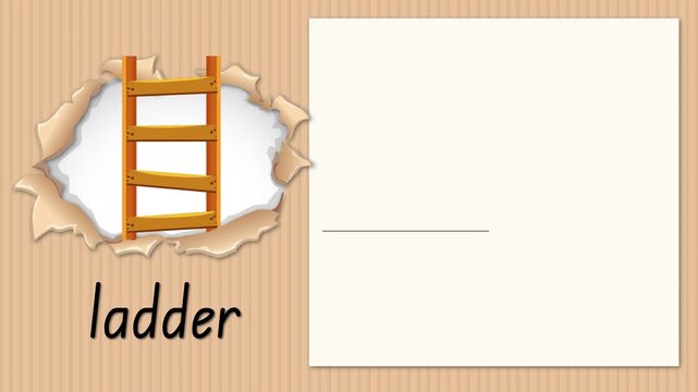 Educational Animation for Letter L with Ladder Illustration and Handwriting Practice