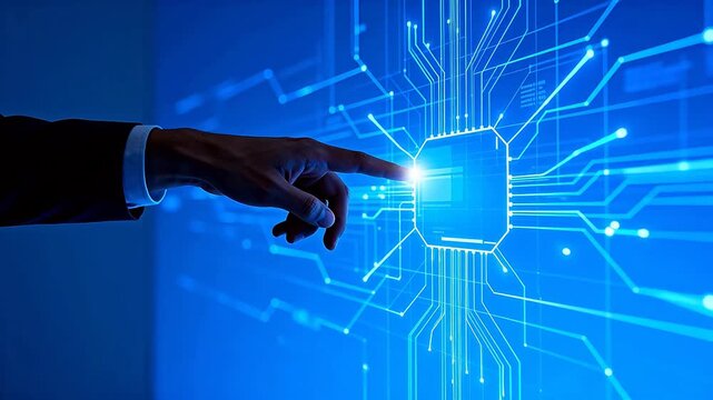 Hand interacting with digital circuit interface