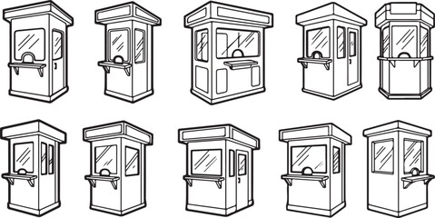 A collection of antique wooden trunks and chests with metal fittings Vector © rohan