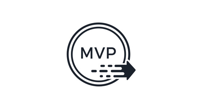 Minimalist MVP logo with arrow.