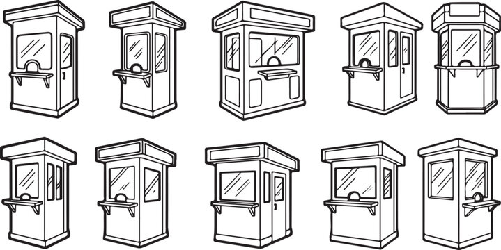 A collection of antique wooden trunks and chests with metal fittings Vector