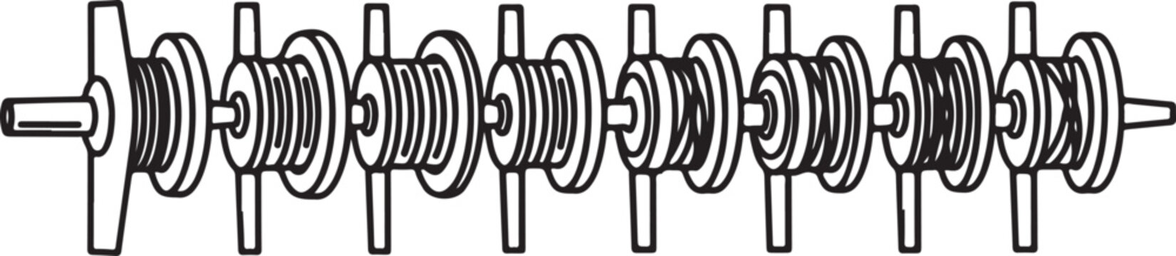 Musical staff with various rhythmic notations and symbols Vector