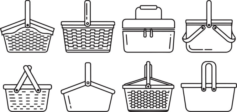 Various types of containers with lids and different opening mechanisms Vector