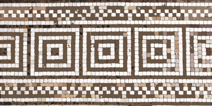 Intricate geometric mosaic pattern featuring squares and rectangular borders