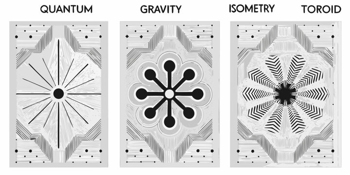 Abstract geometric patterns representing quantum gravity isometry and toroid concepts