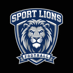 A bold and powerful logo for Sport Lions Football, featuring a fierce lion image reflecting strength and determination, perfect for branding a local sports team. © Zhimin