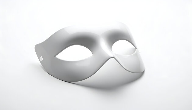 Elegant masquerade eye mask in glossy white perfect for carnival celebrations and theatrical costumes against a clean white backdrop