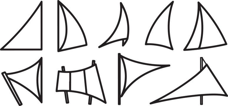 Various geometric shapes outlined in black against a white background Vector