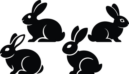 Fototapeta premium Cute black bunny cartoon illustration with long ears and playful style perfect for Easter theme