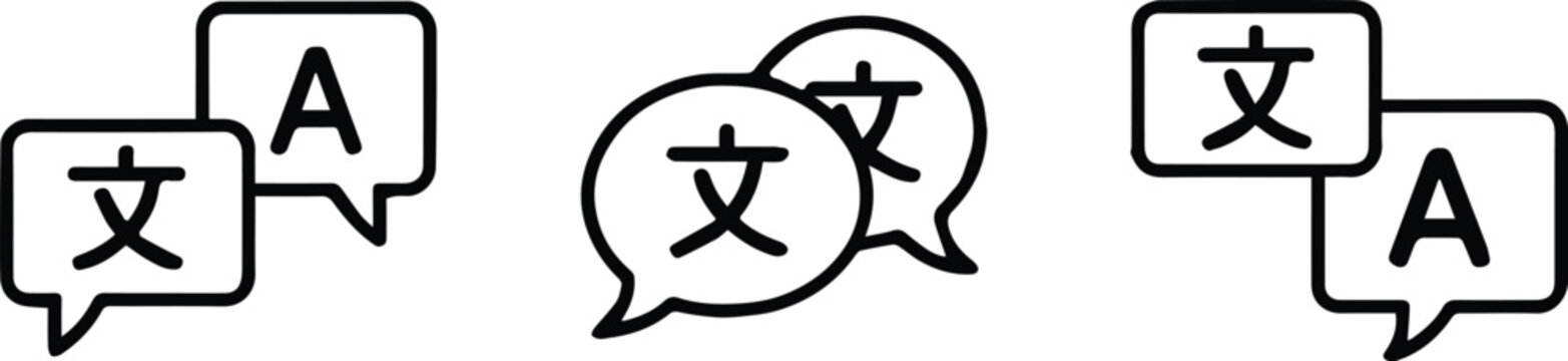 translation symbol speech bubbles multilingual communication icons