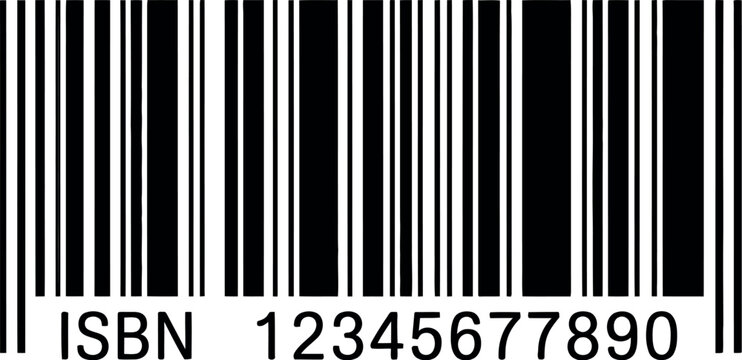 Vector ISBN barcode illustration representing book identification, retail scanning, and product tracking for publishing and library management design