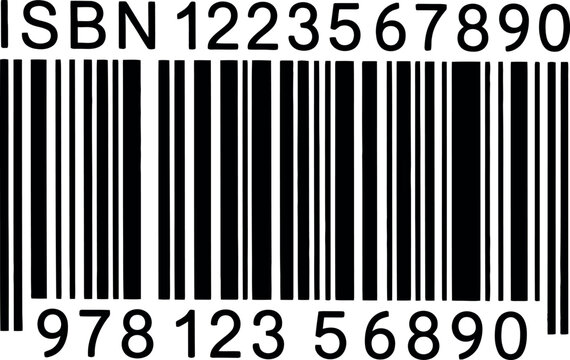 Vector ISBN barcode illustration representing book identification, retail scanning, and product tracking for publishing and library management design