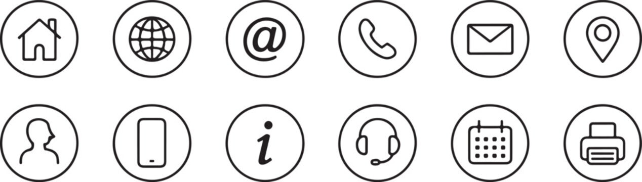 icons contact symbols vector set home globe email phone envelope pin