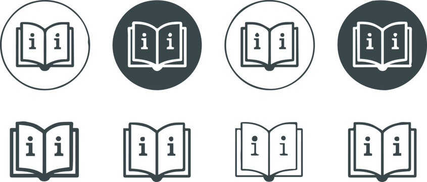 information icon collection open book manual guide and help symbols